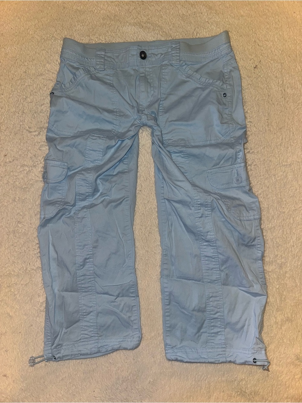 Style & Co Baby Blue Cargo Capri Pants Y2K Utility 🌸🩵 - Picture 9 of 9